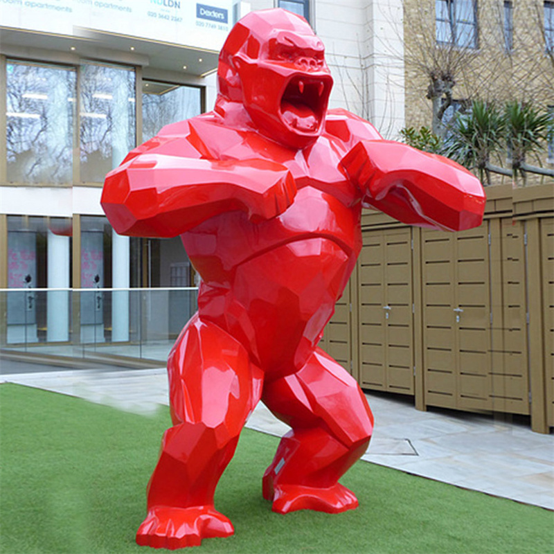Escultura de fibra de vidro de resina de gorila personalizada com várias formas (7)