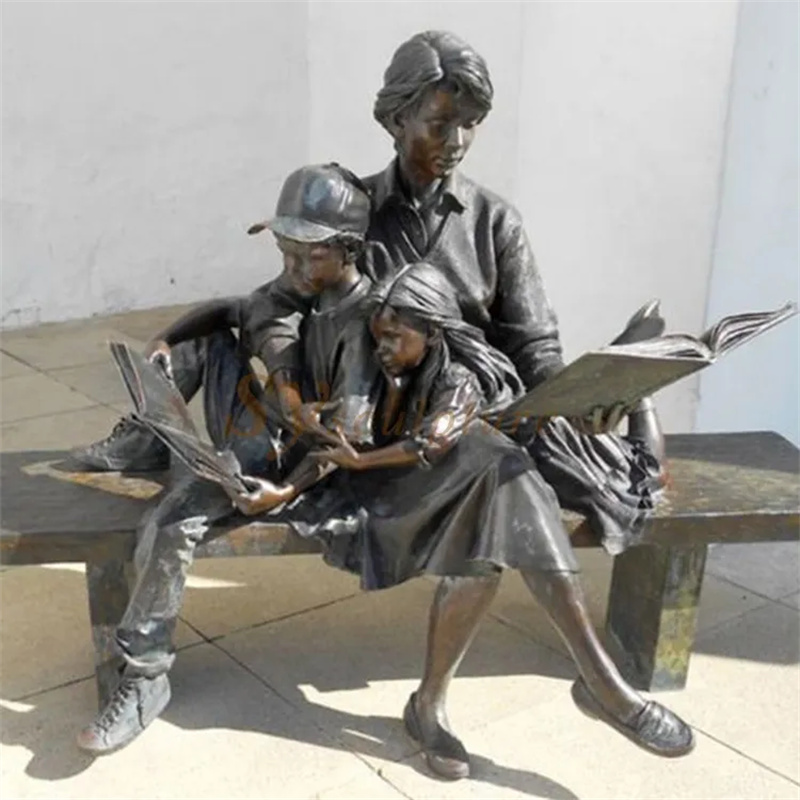Estilo de leitura em tamanho real personalizado de fábrica Escultura de bronze artesanal (6)