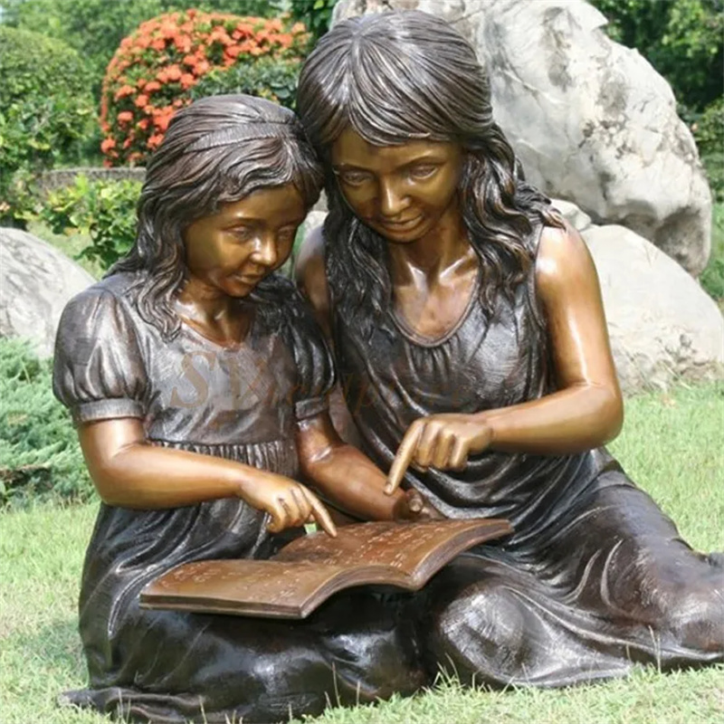 Factory customized life-size reading style Handmade Bronze sculpture (11)